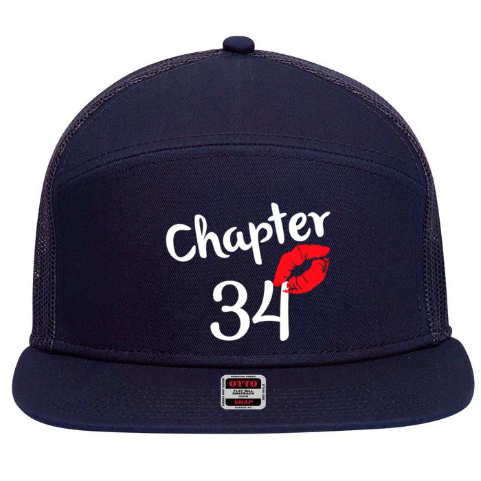 Chapter 34 Years 34th Happy Birthday Lips Born In 1987 Gift 7 Panel Mesh Trucker Snapback Hat