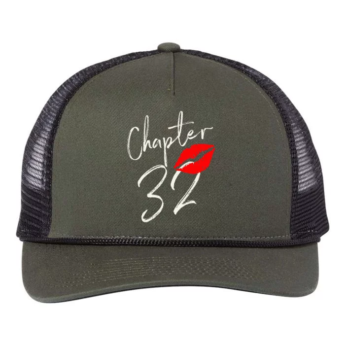 Chapter 32 Years 32nd Happy Birthday Lips Retro Rope Trucker Hat Cap