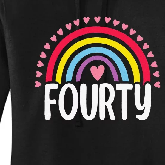 Cute 40th Birthday Gift Rainbow Fan 40 Years Old Women 40 Bday Women's Pullover Hoodie