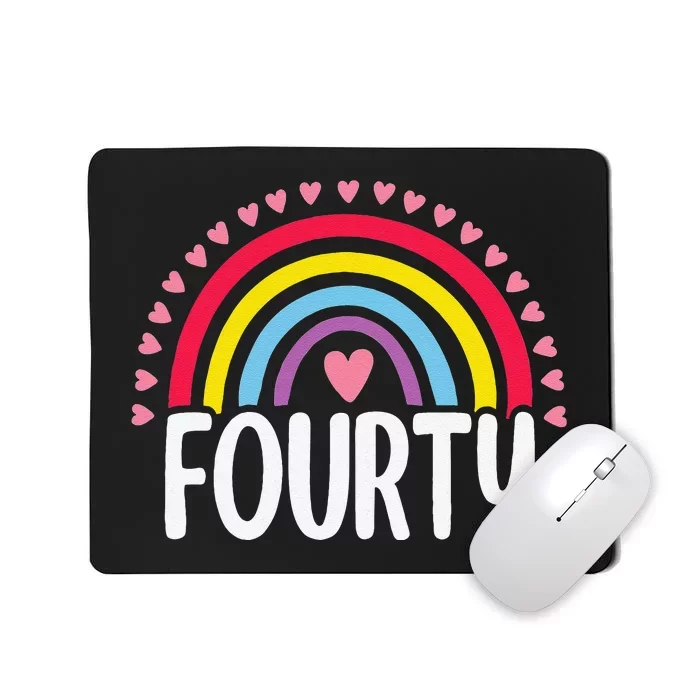 Cute 40th Birthday Gift Rainbow Fan 40 Years Old Women 40 Bday Mousepad