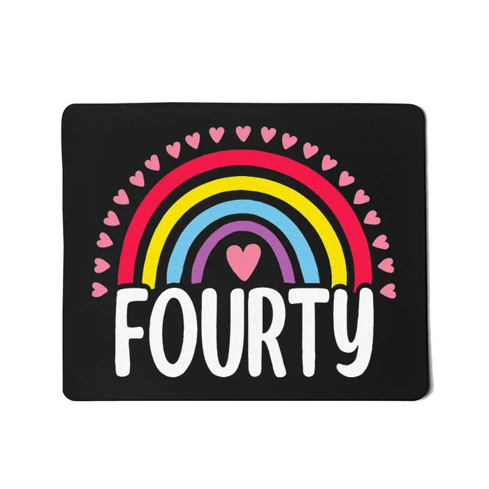 Cute 40th Birthday Gift Rainbow Fan 40 Years Old Women 40 Bday Mousepad