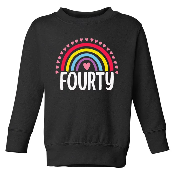 Cute 40th Birthday Gift Rainbow Fan 40 Years Old Women 40 Bday Toddler Sweatshirt