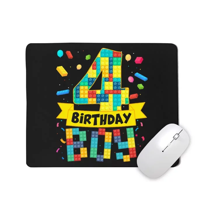 Cute 4th Birthday Gift 4 Years Old Block Building S Mousepad