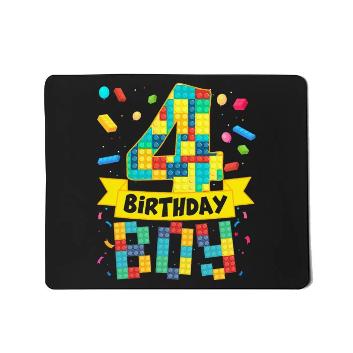 Cute 4th Birthday Gift 4 Years Old Block Building S Mousepad