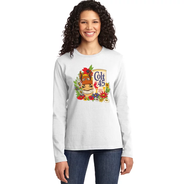 Colt 45 Beer Style Donkey Ladies Long Sleeve Shirt