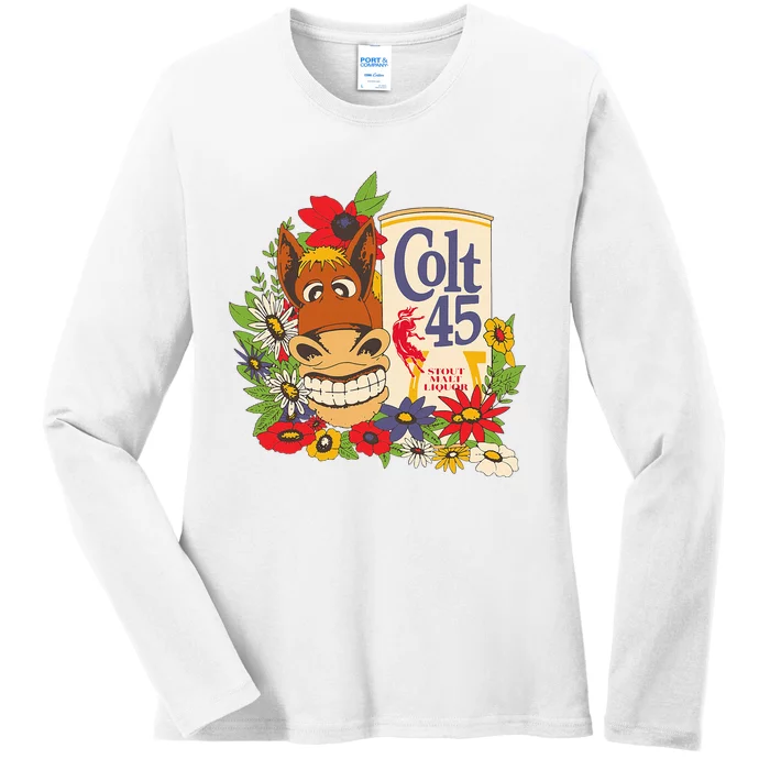 Colt 45 Beer Style Donkey Ladies Long Sleeve Shirt