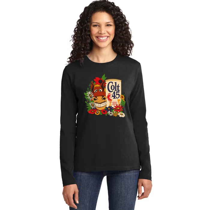 Colt 45 Beer Style Donkey Ladies Long Sleeve Shirt