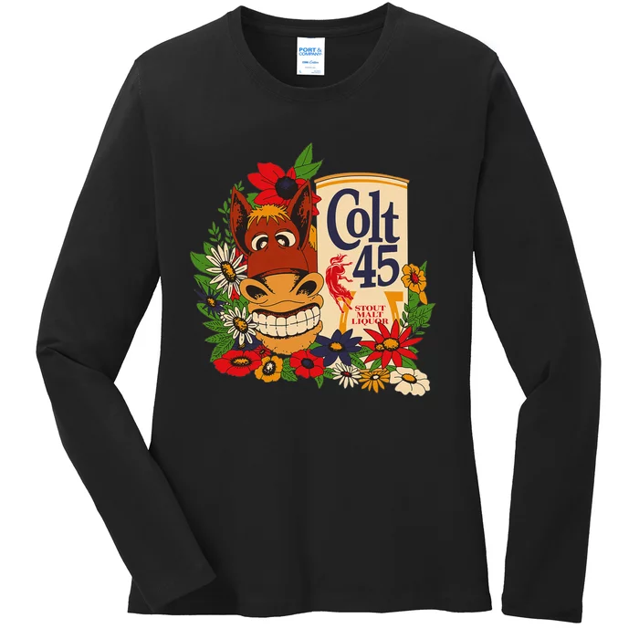 Colt 45 Beer Style Donkey Ladies Long Sleeve Shirt