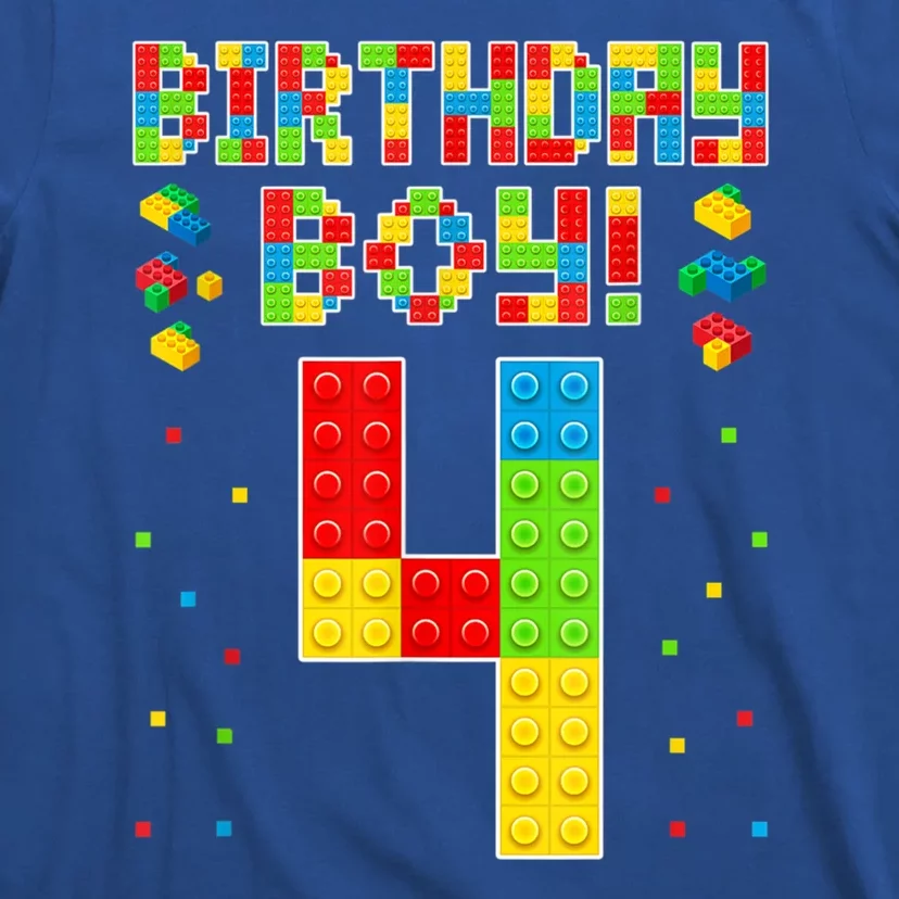 Cute 4th Birthday 4 Years Old Block Building Lover T-Shirt