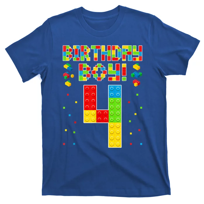 Cute 4th Birthday 4 Years Old Block Building Lover T-Shirt