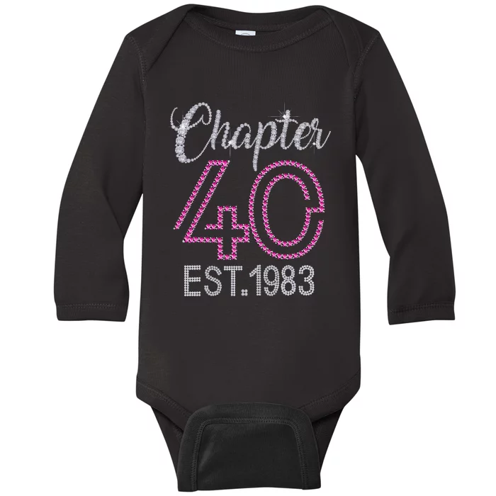 Chapter 40 EST 1983 40th Birthday Gift For Womens Baby Long Sleeve Bodysuit