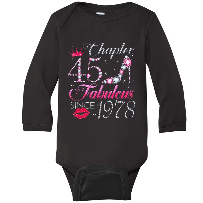 Chapter 45 Fabulous Since 1978 45Th Birthday Gift For Women Baby Long Sleeve Bodysuit