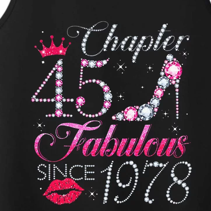 Chapter 45 Fabulous Since 1978 45Th Birthday Gift For Women Performance Tank