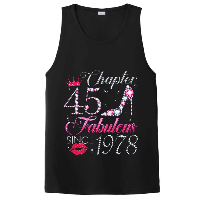 Chapter 45 Fabulous Since 1978 45Th Birthday Gift For Women Performance Tank