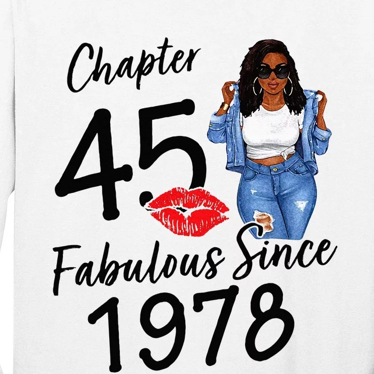 Chapter 45 Fabulous Since 1978 Black Girl Birthday Queen Long Sleeve Shirt