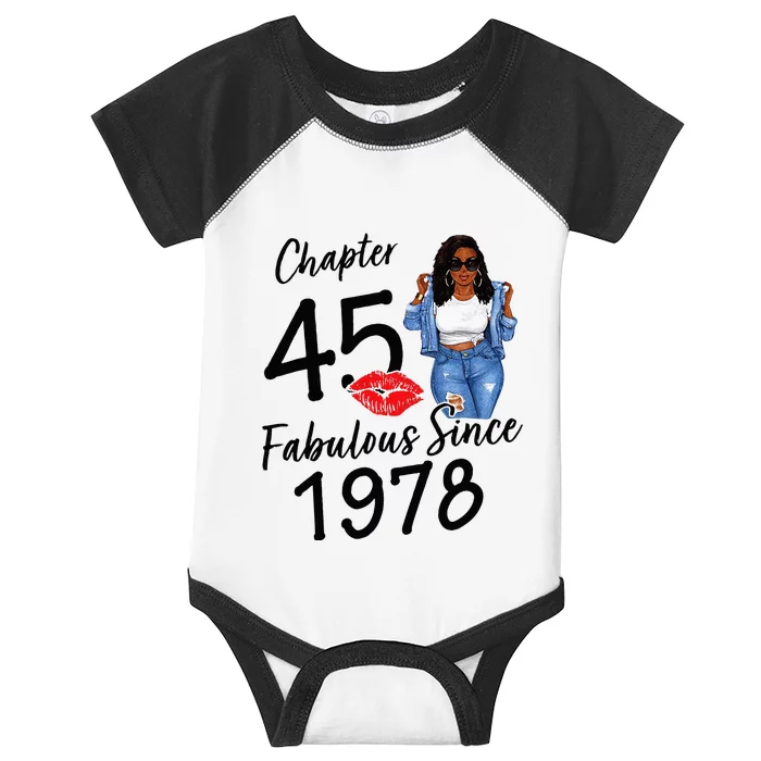 Chapter 45 Fabulous Since 1978 Black Girl Birthday Queen Infant Baby Jersey Bodysuit