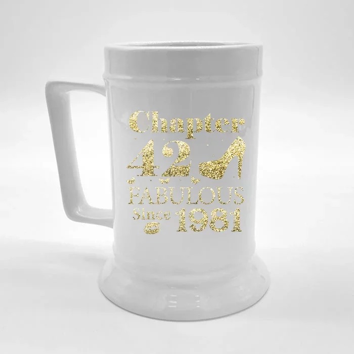 Chapter 42 Fabulous Since 1981 42nd Birthday Gift For Ladies Front & Back Beer Stein