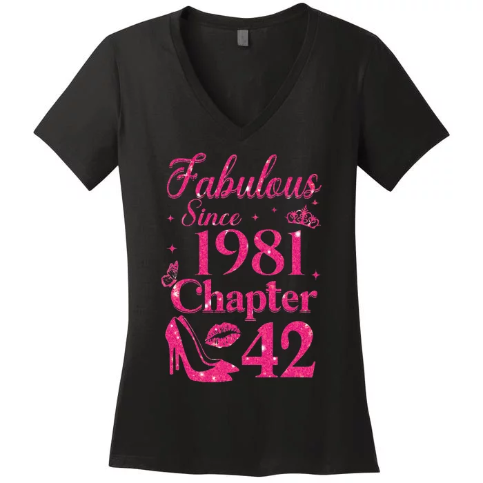 Chapter 42 Fabulous Since 1981 42nd Birthday Women's V-Neck T-Shirt