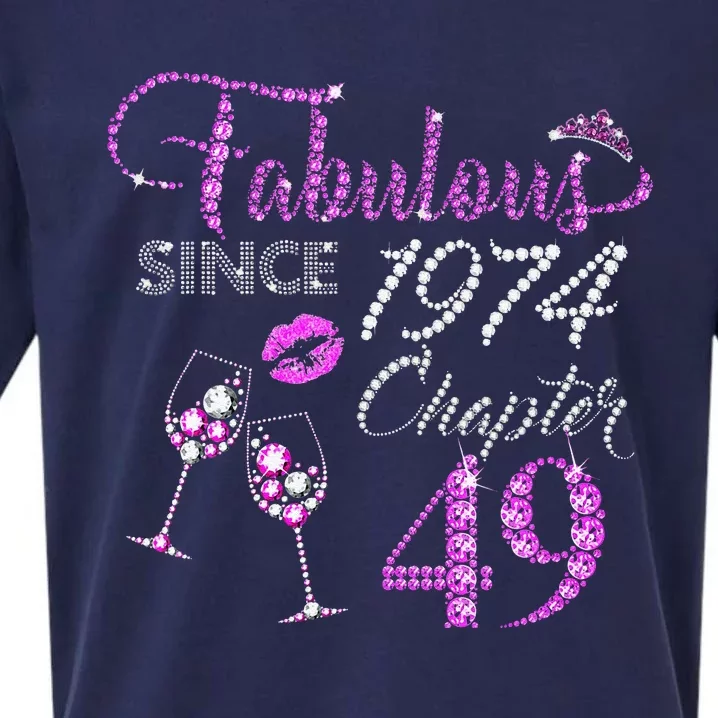 Chapter 49 Fabulous Since 1974 49th Birthday Queen Wine Sueded Cloud Jersey T-Shirt