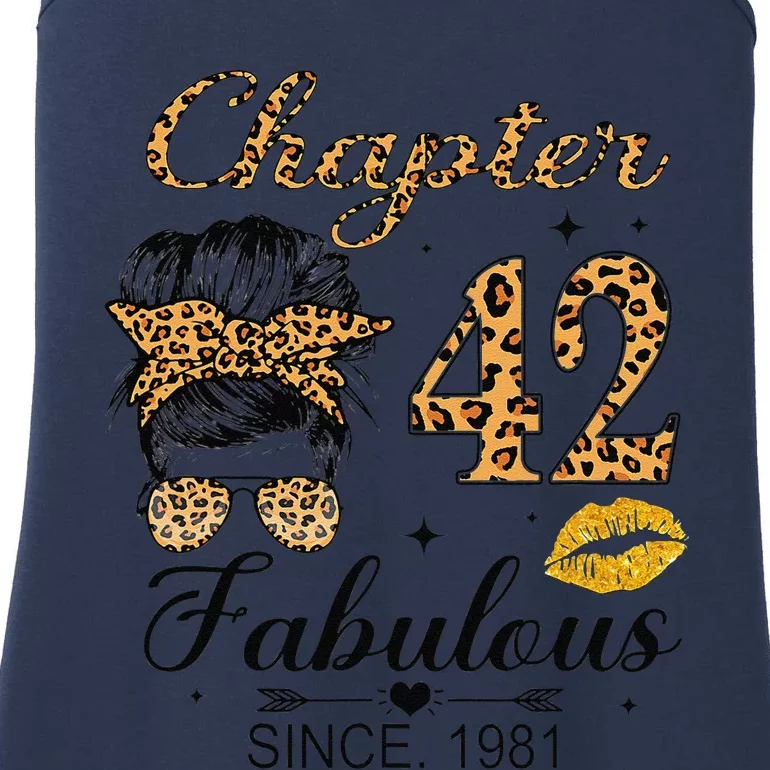 Chapter 42 Fabulous Since 1981 42nd Birthday Messy Bun Ladies Essential Tank