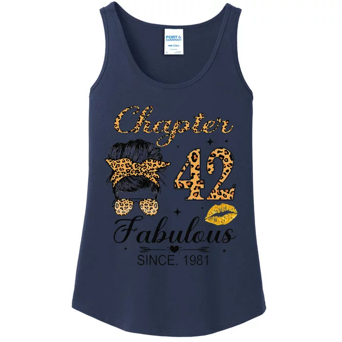 Chapter 42 Fabulous Since 1981 42nd Birthday Messy Bun Ladies Essential Tank