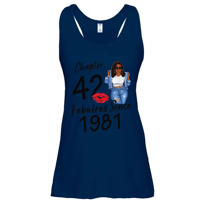 Chapter 42 Fabulous Since 1981 Black Birthday Queen Ladies Essential Flowy Tank