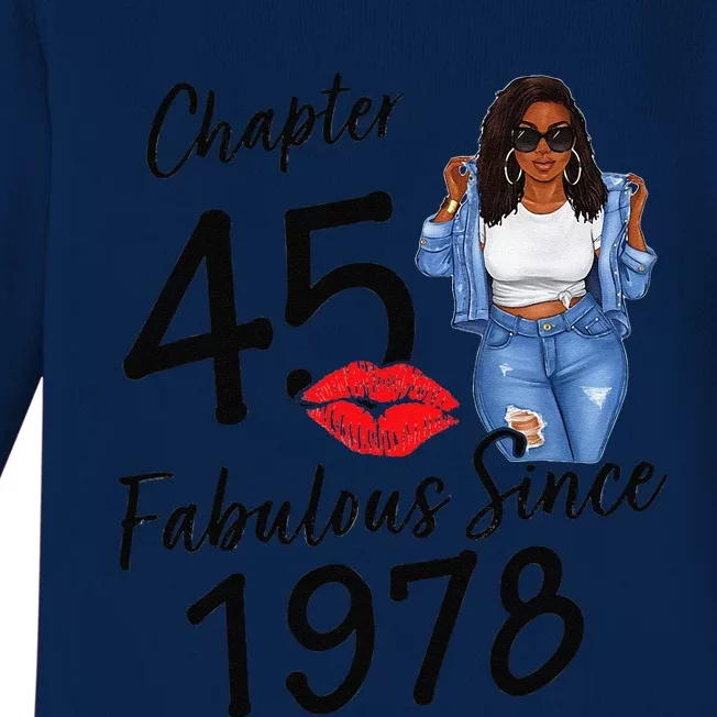 Chapter 45 Fabulous Since 1978 Black Birthday Queen Baby Long Sleeve Bodysuit