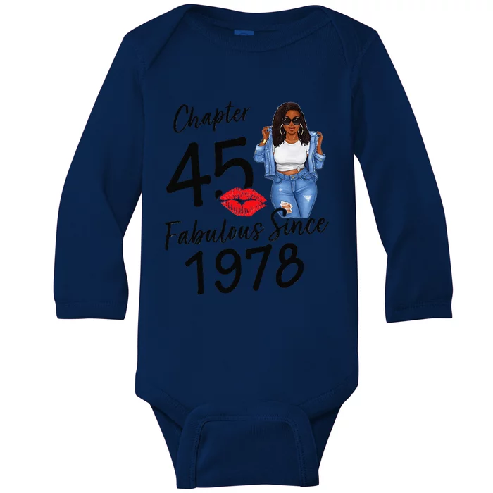 Chapter 45 Fabulous Since 1978 Black Birthday Queen Baby Long Sleeve Bodysuit