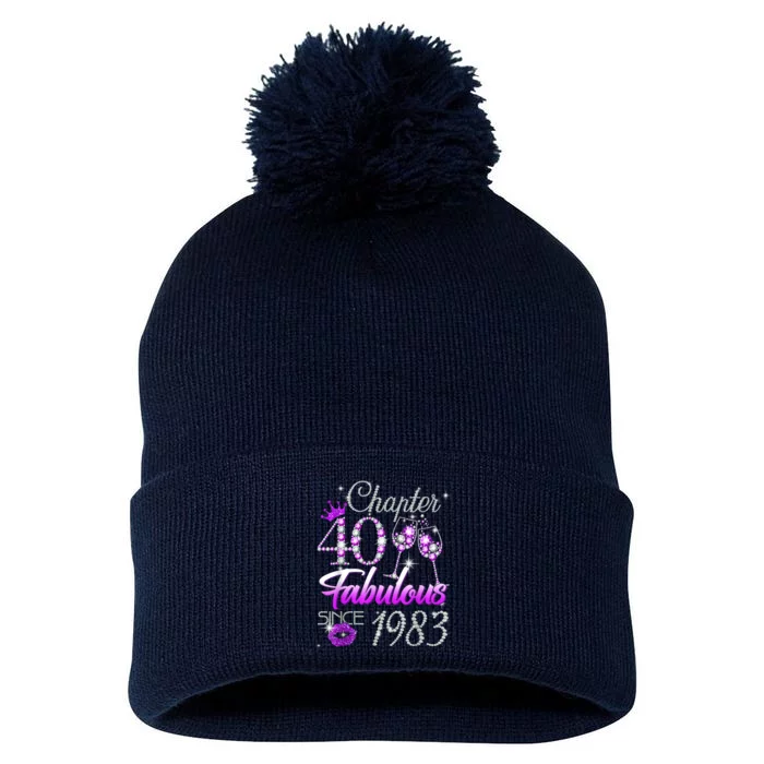 Chapter 40 Fabulous Since 1983 40th Birthday Queen Pom Pom 12in Knit Beanie