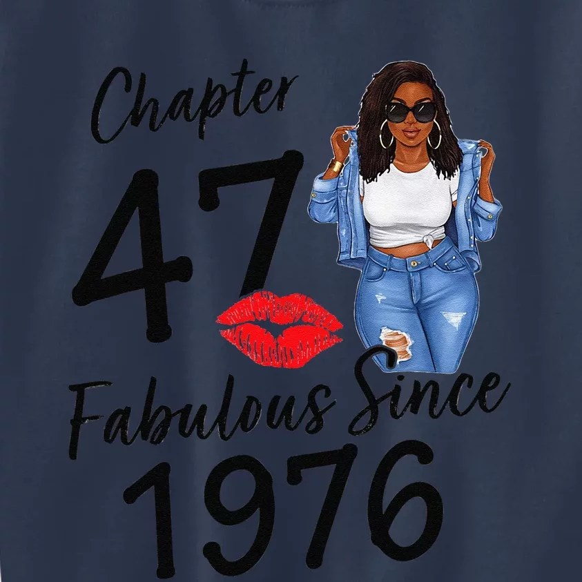 Chapter 47 Fabulous Since 1976 Black Birthday Queen Kids Sweatshirt