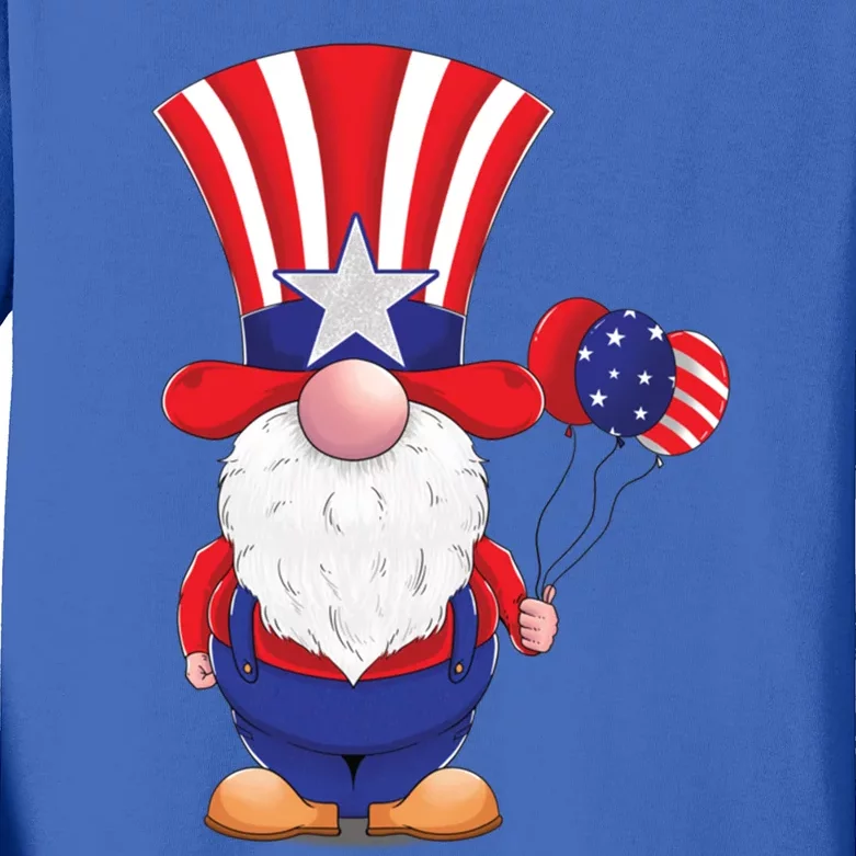 Cute 4th July Gnome Gift Kids Long Sleeve Shirt