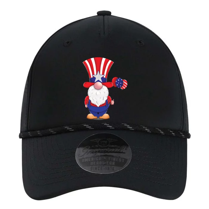 Cute 4th July Gnome Great Gift Performance The Dyno Cap