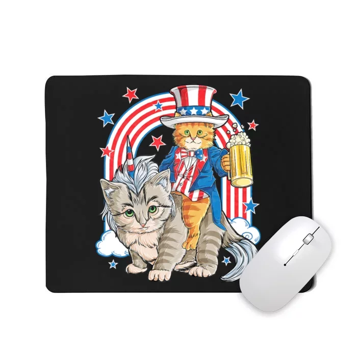 Cat 4th Of July Caticorn Unicorn Meowica Mousepad