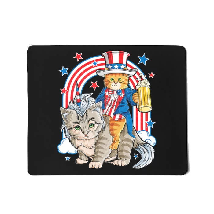 Cat 4th Of July Caticorn Unicorn Meowica Mousepad