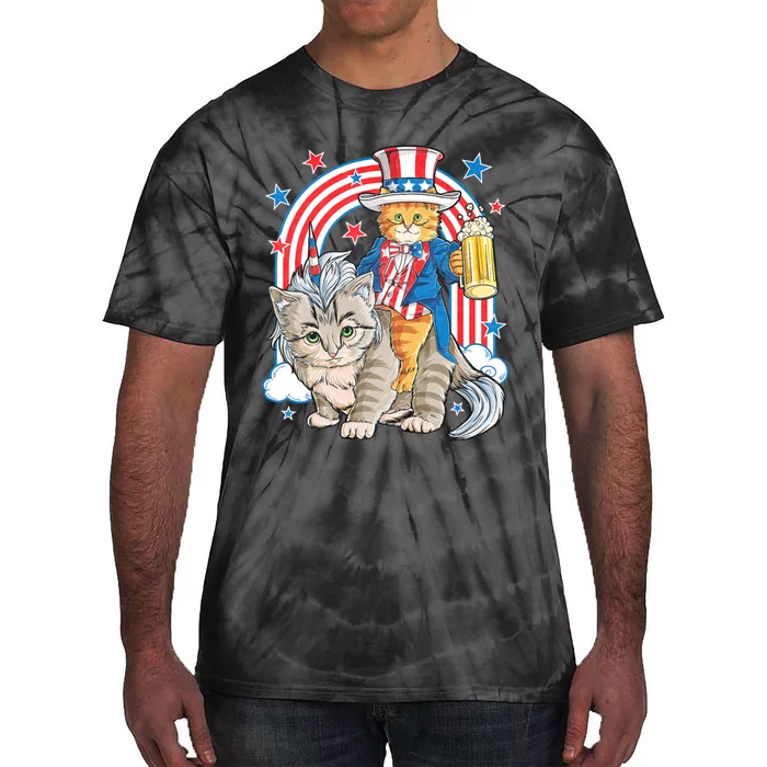 Cat 4th Of July Caticorn Unicorn Meowica Tie-Dye T-Shirt