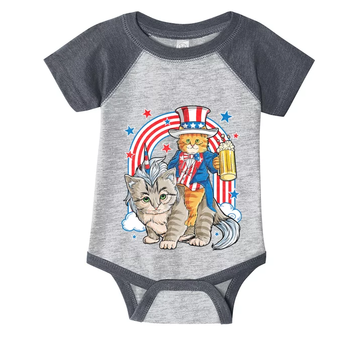 Cat 4th Of July Caticorn Unicorn Meowica Infant Baby Jersey Bodysuit