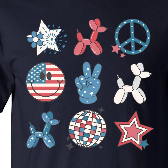 Cute 4th Of July Smiley Peace Freedom Independence Day Tall T-Shirt