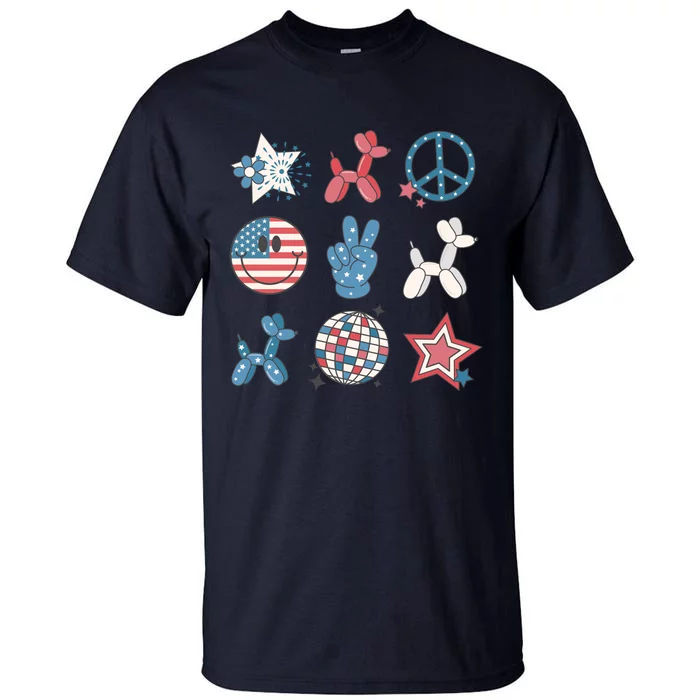 Cute 4th Of July Smiley Peace Freedom Independence Day Tall T-Shirt