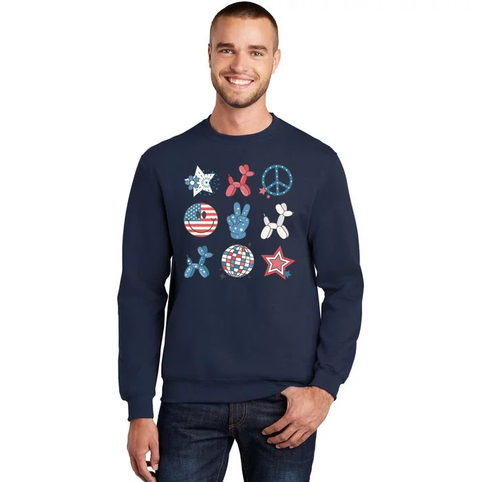 Cute 4th Of July Smiley Peace Freedom Independence Day Tall Sweatshirt