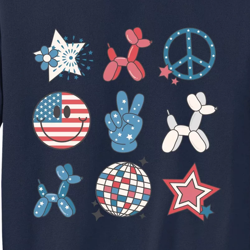 Cute 4th Of July Smiley Peace Freedom Independence Day Tall Sweatshirt