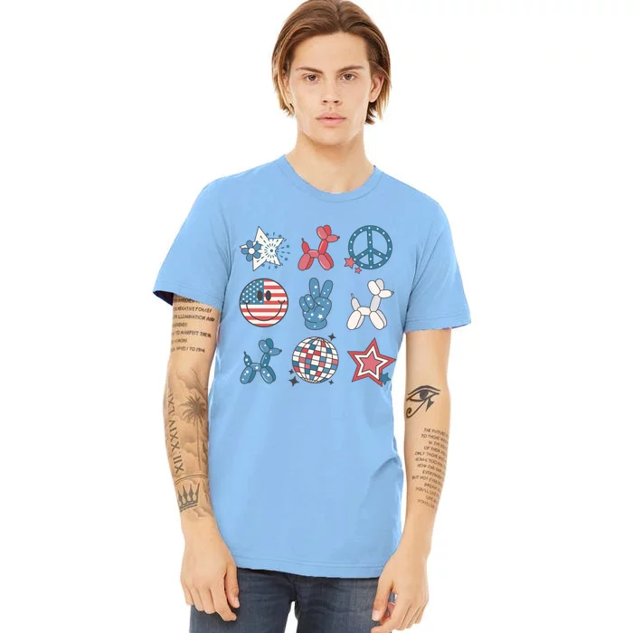 Cute 4th Of July Smiley Peace Freedom Independence Day Premium T-Shirt