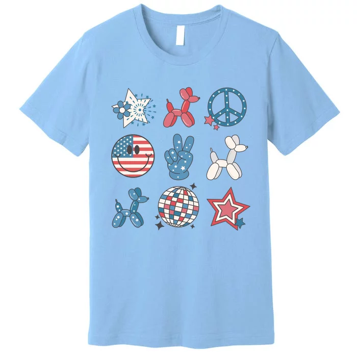 Cute 4th Of July Smiley Peace Freedom Independence Day Premium T-Shirt