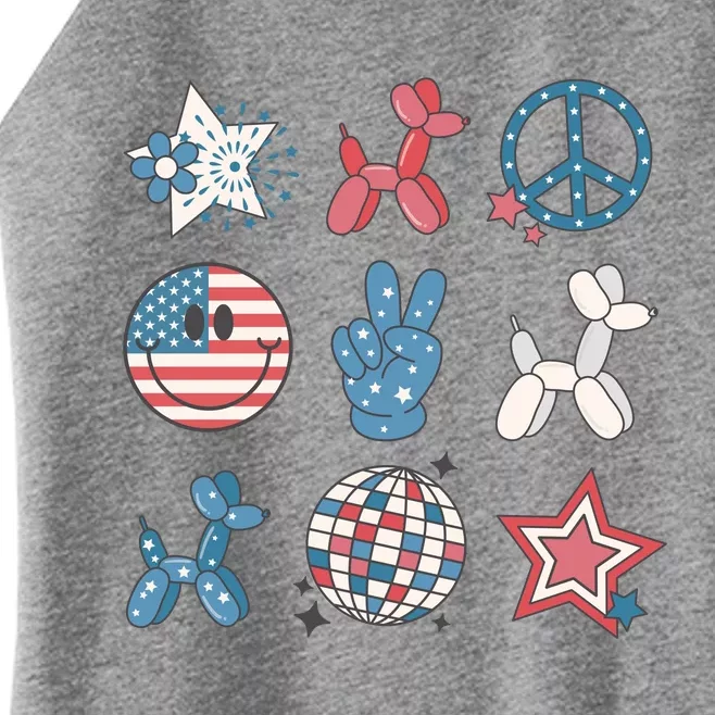 Cute 4th Of July Smiley Peace Freedom Independence Day Women’s Perfect Tri Rocker Tank