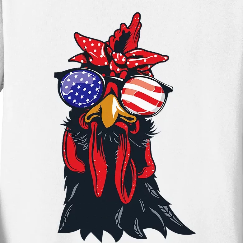 Chicken 4th Of July Chickenlover American Kids Long Sleeve Shirt