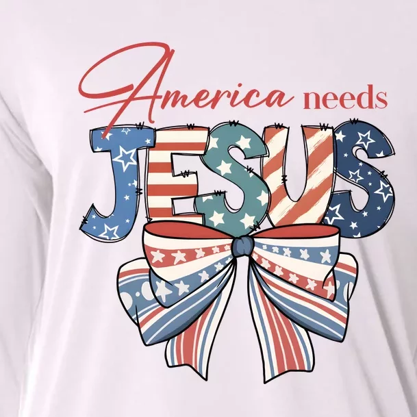 Coquette 4th Of July Christian Quotes Cooling Performance Long Sleeve Crew