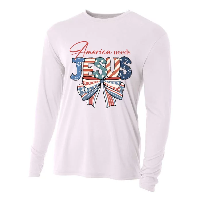 Coquette 4th Of July Christian Quotes Cooling Performance Long Sleeve Crew