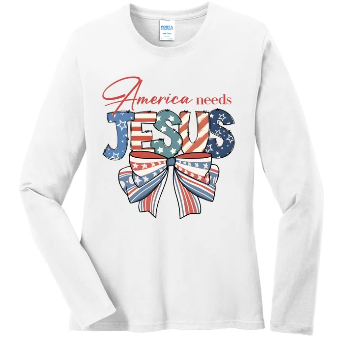 Coquette 4th Of July Christian Quotes Ladies Long Sleeve Shirt