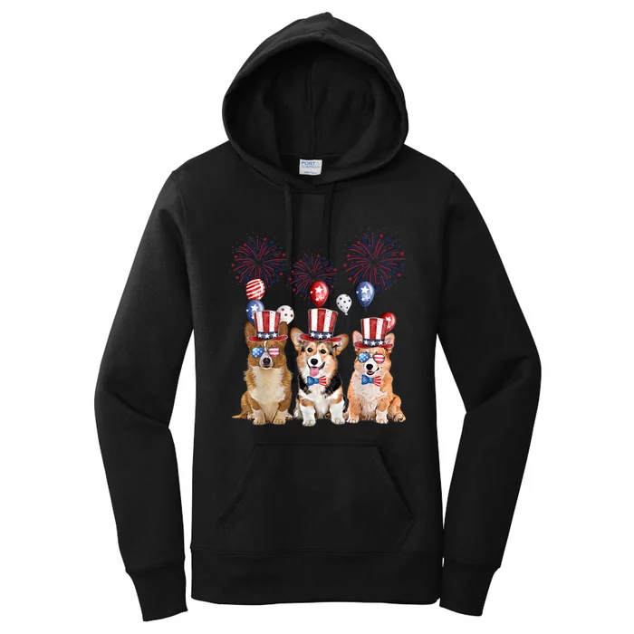 Corgi 4th Of July Dog Lover Men Women American Flag Women's Pullover Hoodie