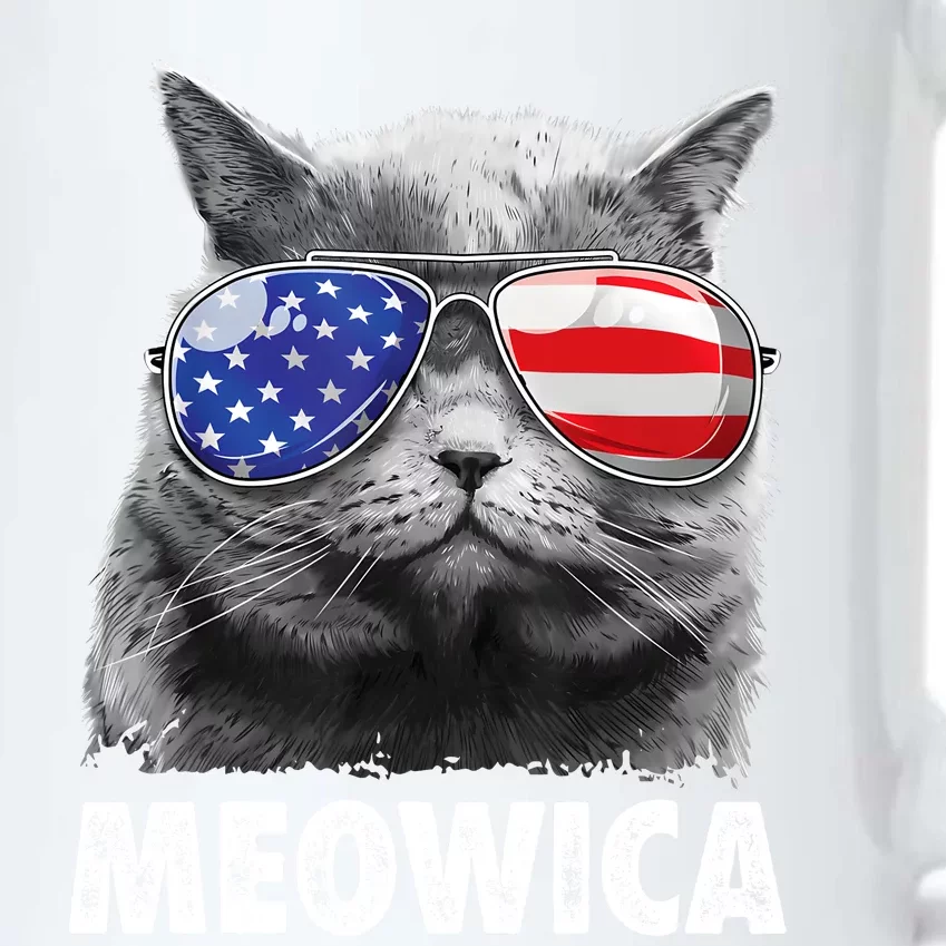 Cat 4th Of July Meowica Girl Boy American Flag Sunglasses Black Color Changing Mug