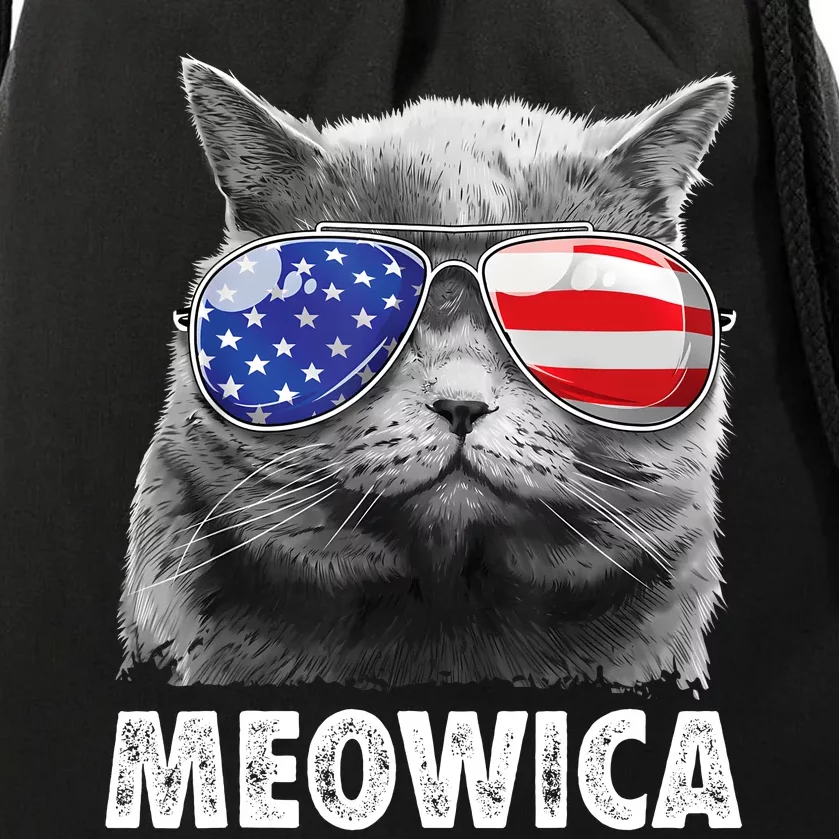 Cat 4th Of July Meowica Girl Boy American Flag Sunglasses Drawstring Bag